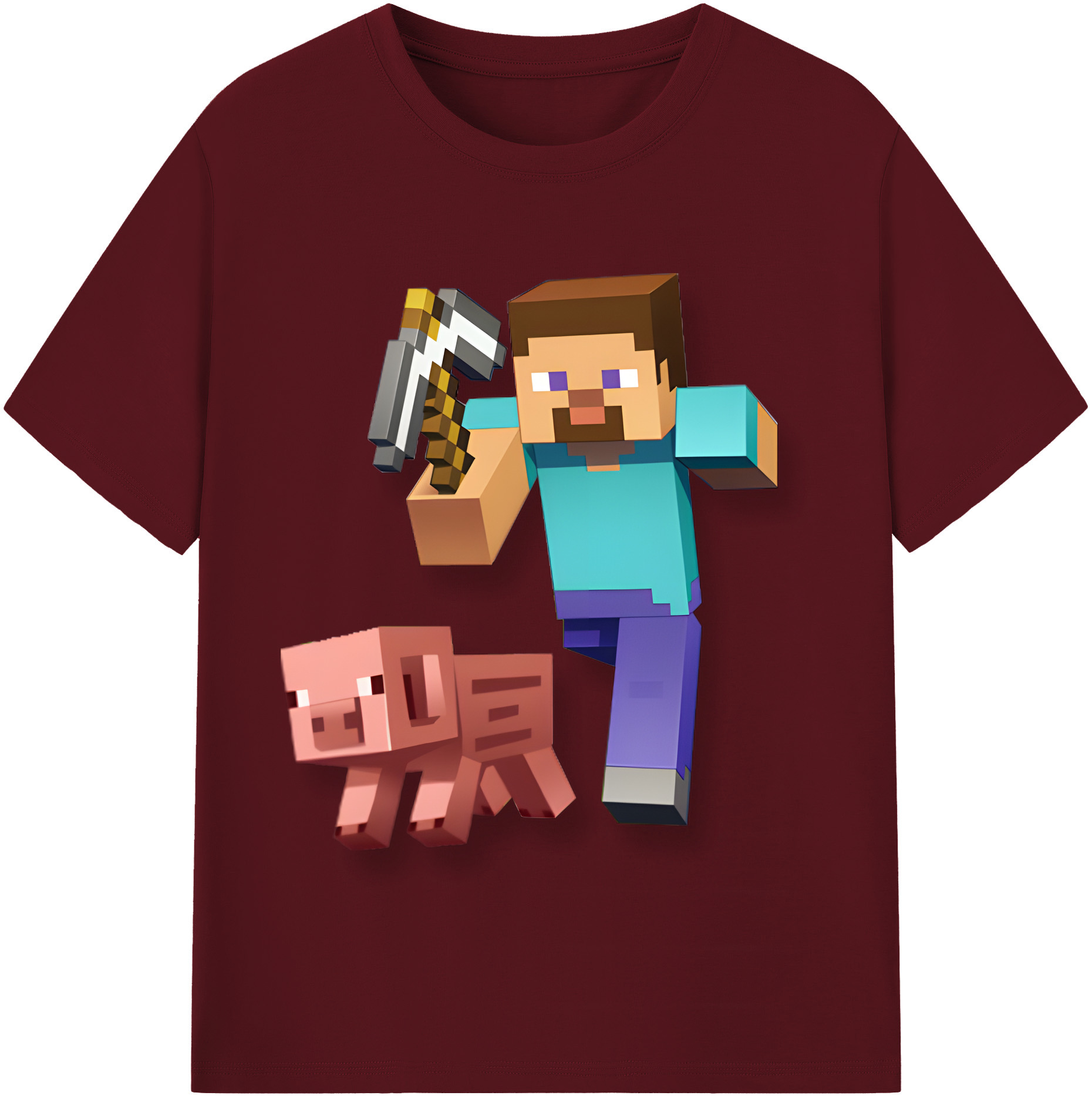 （画像用） マインクラフト ブロックの世界 Minecraft MC Block world 綿100％半袖Tシャツ（フロントプリント）